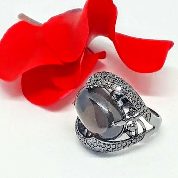 Natural Smoky Quartz 925 Sterling Sliver Ring Sz 6.5/8 - Picture 4 of 7